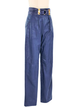 Fendi Leather Pants with Jeweled Belt Bottom arcadeshops.com