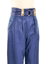 Fendi Leather Pants with Jeweled Belt Bottom arcadeshops.com