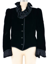 Yves Saint Laurent Ruffle Trim Velvet Jacket Jacket arcadeshops.com