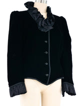 Yves Saint Laurent Ruffle Trim Velvet Jacket Jacket arcadeshops.com