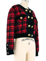 Moschino Red Tweed Cropped Jacket Jacket arcadeshops.com