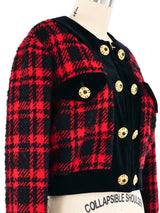Moschino Red Tweed Cropped Jacket Jacket arcadeshops.com