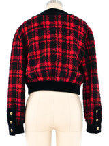 Moschino Red Tweed Cropped Jacket Jacket arcadeshops.com
