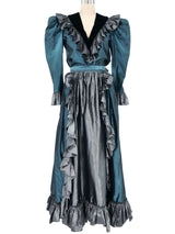 1978 Yves Saint Laurent Taffeta Ruffle Trim Ensemble Suit arcadeshops.com