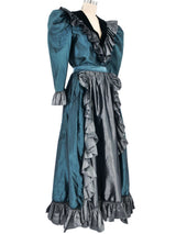 1978 Yves Saint Laurent Taffeta Ruffle Trim Ensemble Suit arcadeshops.com