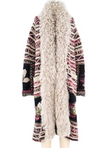 2009 Chanel Fur Trimmed Fair Isle Maxi Cardigan Jacket arcadeshops.com