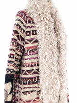 2009 Chanel Fur Trimmed Fair Isle Maxi Cardigan Jacket arcadeshops.com