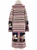 2009 Chanel Fur Trimmed Fair Isle Maxi Cardigan Jacket arcadeshops.com