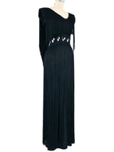 1960s Black Fringe Cut Out Gown Dress arcadeshops.com