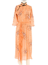 Prada Embellished Peach Silk Cheongsam Dress Dress arcadeshops.com