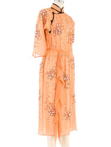Prada Embellished Peach Silk Cheongsam Dress Dress arcadeshops.com