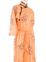 Prada Embellished Peach Silk Cheongsam Dress Dress arcadeshops.com