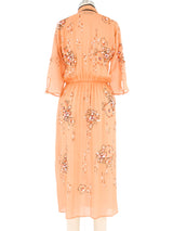 Prada Embellished Peach Silk Cheongsam Dress Dress arcadeshops.com