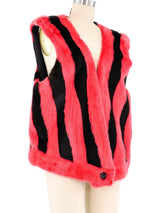 Cherry Striped Mink Fur Vest Jacket arcadeshops.com