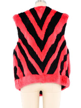 Cherry Striped Mink Fur Vest Jacket arcadeshops.com