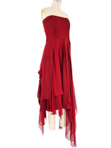 Morgane Le Fay Handkerchief Strapless Silk Dress Dress arcadeshops.com