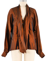 1980s Chloe Bronze Taffeta Blouse Top arcadeshops.com
