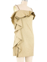 Lanvin Metallic Gold Ruffle Mini Dress Dress arcadeshops.com