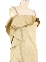 Lanvin Metallic Gold Ruffle Mini Dress Dress arcadeshops.com