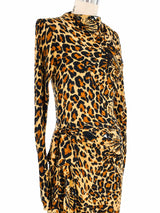 1986 Yves Saint Laurent Leopard Scarf Silk Gown Dress arcadeshops.com