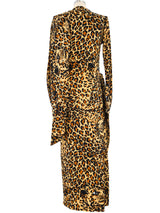 1986 Yves Saint Laurent Leopard Scarf Silk Gown Dress arcadeshops.com