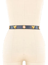 Escada Heart Studded Skinny Leather Belt Accessory arcadeshops.com