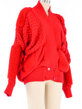 Escada Red Dimensional Sweater Jacket arcadeshops.com