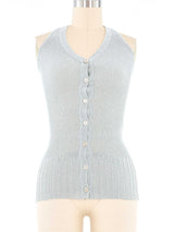 Yves Saint Laurent Silver Lurex Knit Vest Top arcadeshops.com