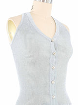 Yves Saint Laurent Silver Lurex Knit Vest Top arcadeshops.com