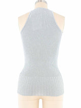 Yves Saint Laurent Silver Lurex Knit Vest Top arcadeshops.com