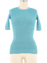 Yves Saint Laurent Turquoise Lurex Ribbed Top Top arcadeshops.com