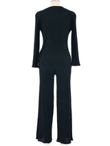 Issey Miyake Black Plisse Pleated Pant Ensemble Suit arcadeshops.com