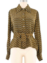 Yves Saint Laurent Printed Silk Blouse Top arcadeshops.com