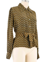 Yves Saint Laurent Printed Silk Blouse Top arcadeshops.com