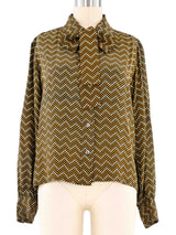 Yves Saint Laurent Printed Silk Blouse Top arcadeshops.com