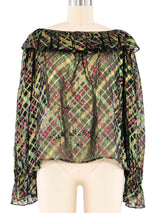 Yves Saint Laurent Printed Metallic Blouse Top arcadeshops.com