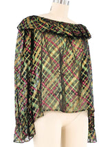 Yves Saint Laurent Printed Metallic Blouse Top arcadeshops.com