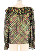 Yves Saint Laurent Printed Metallic Blouse Top arcadeshops.com