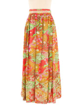 Metallic Floral Printed Maxi Skirt Bottom arcadeshops.com