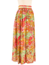 Metallic Floral Printed Maxi Skirt Bottom arcadeshops.com