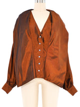 1980s Chloe Bronze Taffeta Blouse Top arcadeshops.com