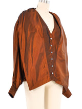 1980s Chloe Bronze Taffeta Blouse Top arcadeshops.com