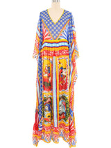 Dolce and Gabbana Carretto Print Silk Chiffon Caftan Dress arcadeshops.com