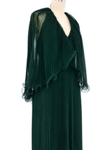 Alfred Bosand Emerald Pleated Evening Gown Dress arcadeshops.com