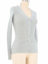 Yves Saint Laurent Silver Lurex Cardigan Jacket arcadeshops.com