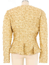 Textured Gold Lame Peplum Jacket Jacket arcadeshops.com