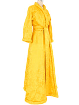 1950s Dynasty Yellow Brocade Puff Trim Robe Jacket arcadeshops.com