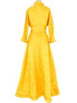 1950s Dynasty Yellow Brocade Puff Trim Robe Jacket arcadeshops.com