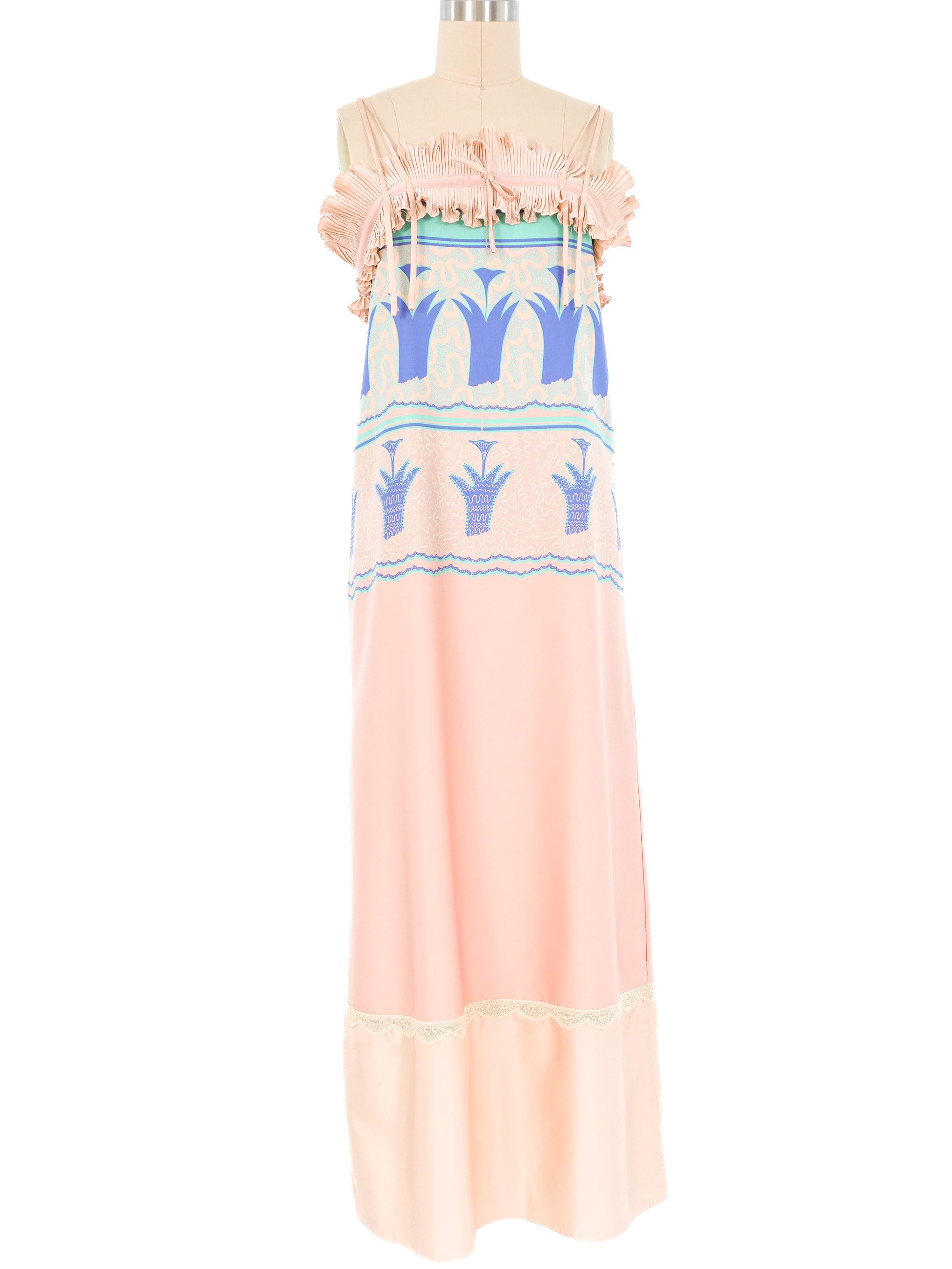 Zandra Rhodes Pastel Ruffle Slip Dress