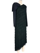 Black Fringe Jersey Gown Dress arcadeshops.com